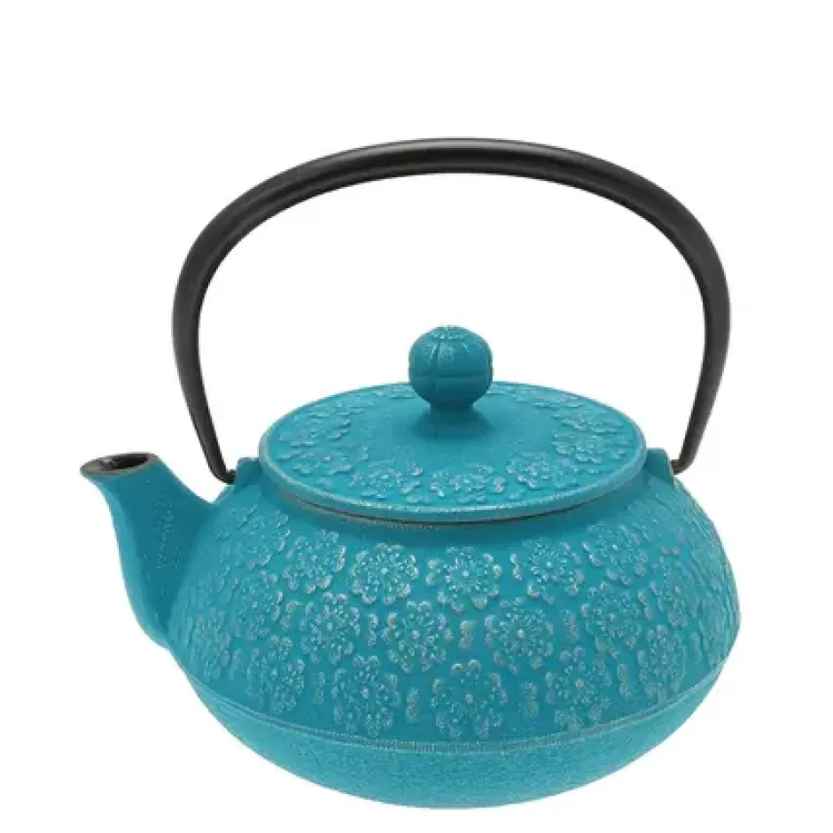 Teapots - Cast Iron^MIYA Company Teapot Cast Iron Silver Turquoise Sakura