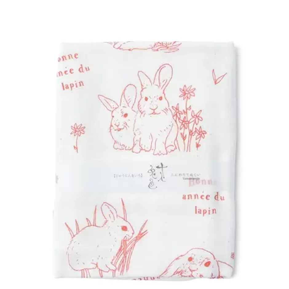 Rabbits^MIYA Company Towel Red Rabbits