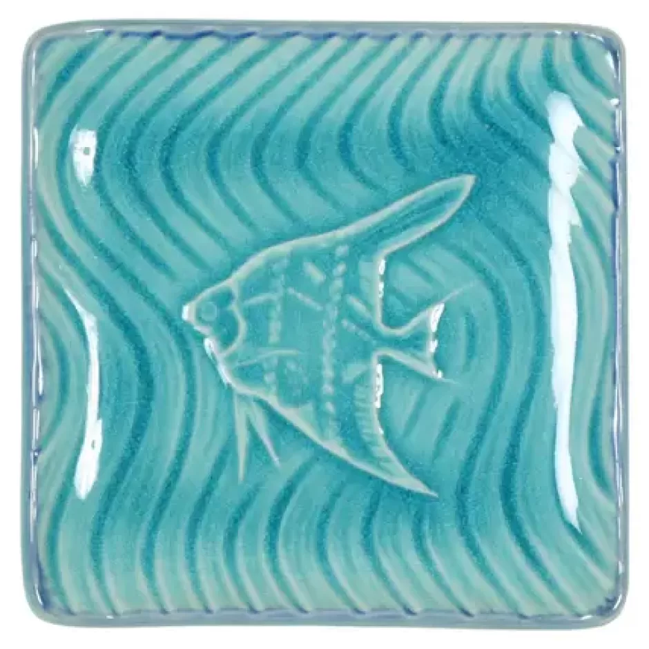 Fish^MIYA Company Turquoise Blue Fish 4.5" Sq. Plate