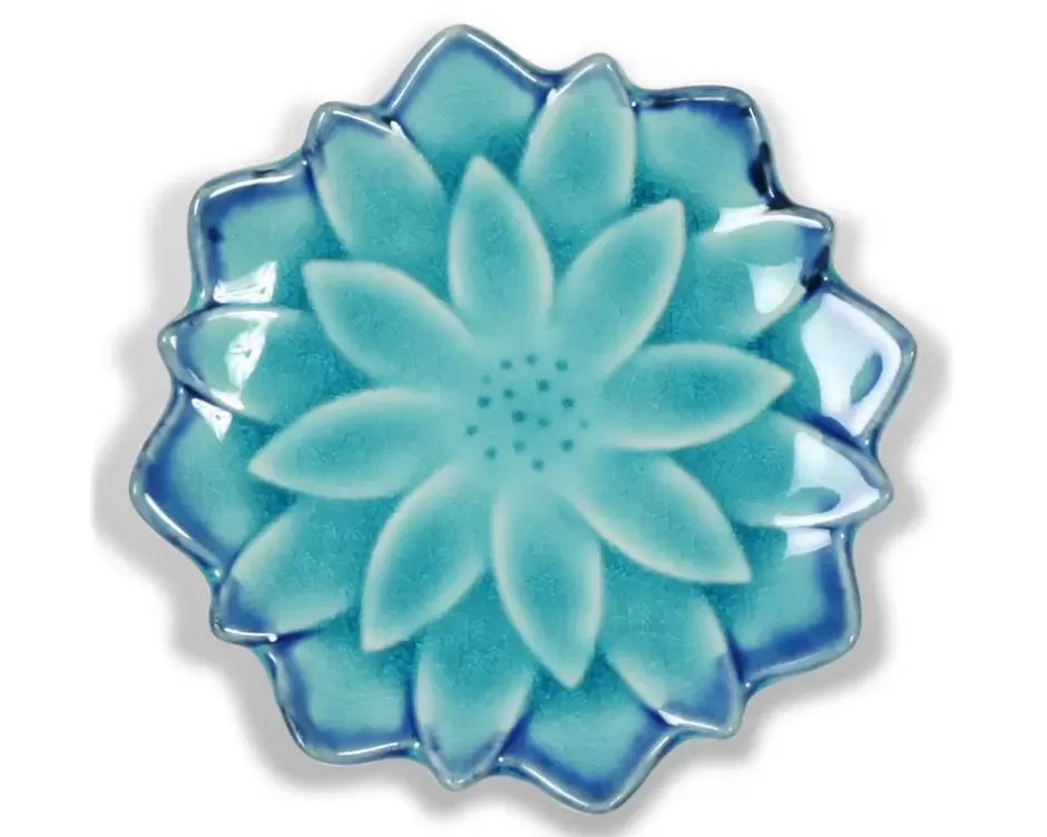 Small Plates^MIYA Company Turquoise Blue Mum 4.75" Plate