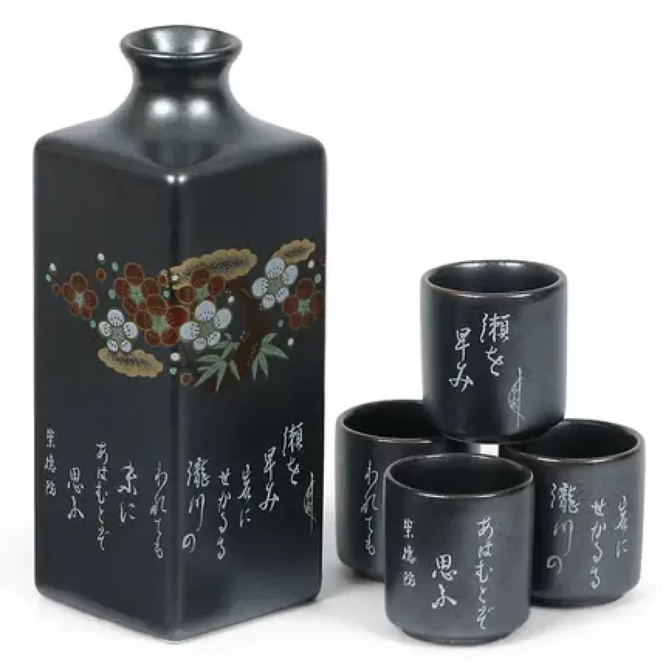 Sake Sets^MIYA Company Ume Poem Sake Set