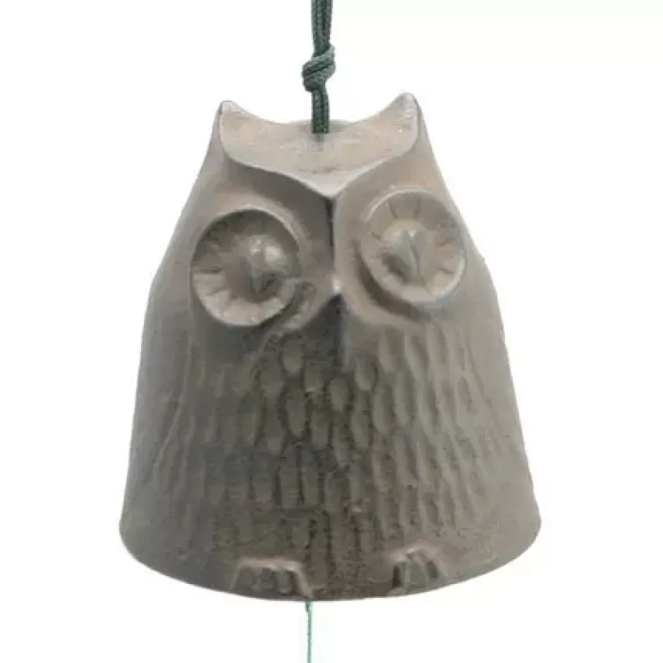 Owls^MIYA Company Wind Chime Owl Brown 2-1/2"