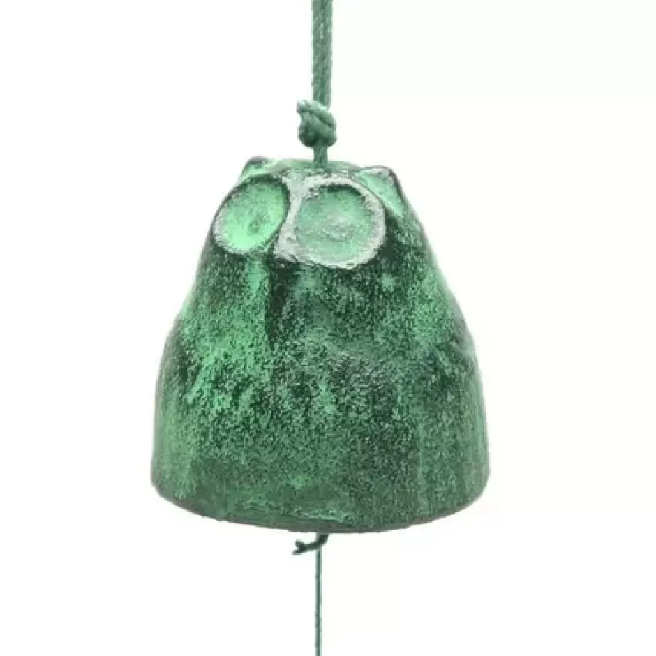 Owls^MIYA Company Wind Chime Owl Green 1-7/8"